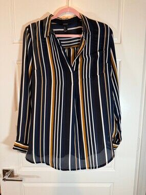 Forever 21 Striped Long Sleeve Blouse Size L